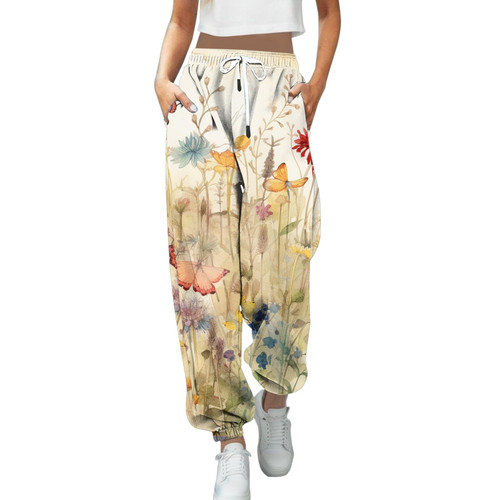 Women's Lounge Pants Comfy Drawstring Workout Joggers Pants Running Athletic Joggers with Pockets Yellow