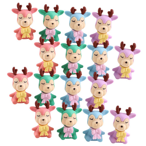 24pcs Deer Eraser Prize Erasers Reward Erasers Cute Erasers Mini Animal Erasers Kawaii Eraser Prizes for Kids Mini Erasers for Classroom Portable Erasers Pencil 3D Small Prize
