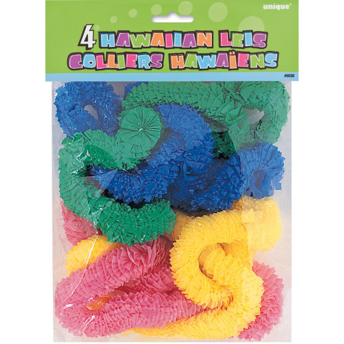 Poly Hawaiian Leis - 33", Assorted Colors, 4 Pcs