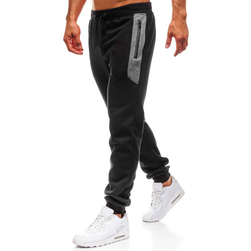 Men's Sweatpants with Zipper Pockets Tapered Joggers for Men Athletic Workout, Jogging, Running Drawstring Sweatpants Black