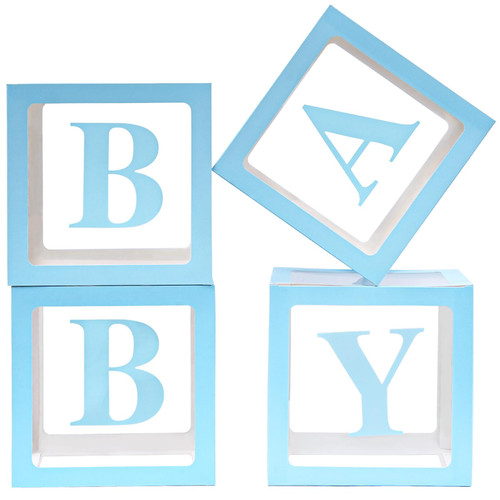 Baby Boxes with Letters for Baby Shower Blue Clear Block Box Transparent Balloon Boxes Birthday Party Decoration Gender Reveal Gift Box Baby Boxes with Letters for Baby Shower Blue Clear Block Box Transparent Balloon Boxes Birthday Party Decoration Gender Reveal Gift Box