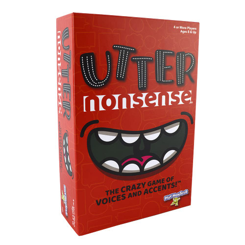 Utter Nonsense -- The Crazy Game of Voices and Accents -- Ridiculous Family Fun -- Ages 8+ -- 4-20 Players, Red