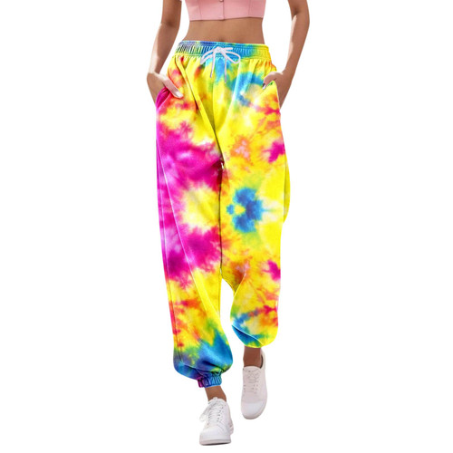 Women's Cinch Bottom Sweatpants Loose Comfy Casual Sweat Pants Lounge Pants Jogger Pants with Drawstring Pockets Yellow