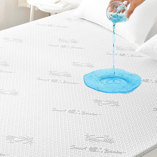 Twin Mattress Protector, Fully Waterproof Bamboo Mattress Protector, Breathable and Noiseless Mattress Cover with 8-21 Deep Pocket, 39 x 75 Inch