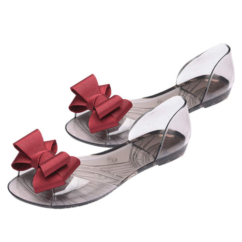 Women Woman Sandals Jelly Sandals Slides Fashion Sandals Fish Mouth Sandals Flat Jelly Shoes Sandals for Woman Womans Sandals Travel Flat Sandal Flat Sandals Miss Bow Tie Beach