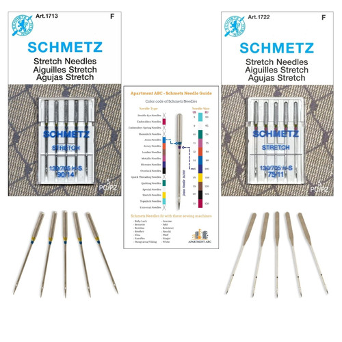 Stretch Needles for Sewing Machine Variety Pack | Sizes (5x75/11 & 5x90/14) | Schmetz Stretch Sewing Machine Needles Fits Brother, Bernina, Necchi, Kenmore, Singer Sewing Machines by