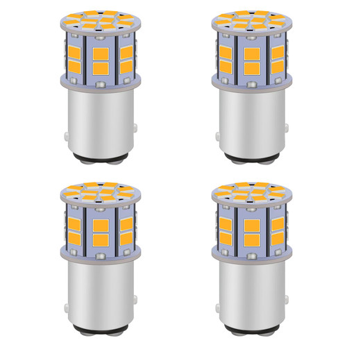 1157 LED Bulb Amber 2357 Turn Signal Lights 12V-24V Super Bright Low Power 2057 7528 BAY15D LED Bulb for Brake Tail Lights, Turn Stop Signal Light, Side Marker Parking Light, Pack of 4