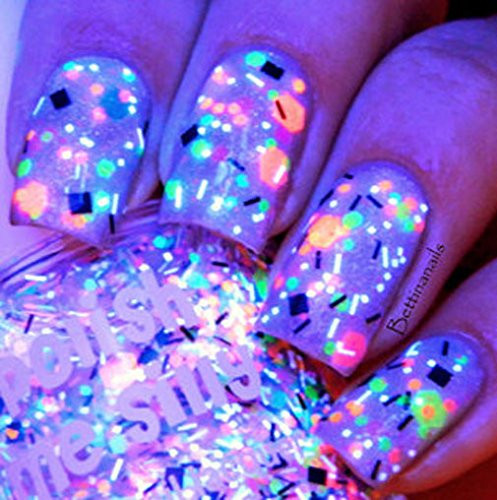 TGIF: Custom-Blended UV Blacklight Reactive NEON Glitter Nail Polish/Lacquer