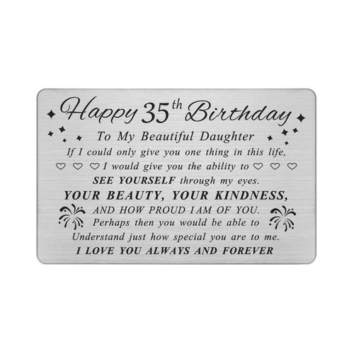 Daughter 35th Birthday Card - Birthday Gifts for Sweet 35 Year Old Daughter - Personalized Engraved Wallet card