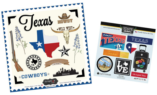 Texas Stickers for Scrapbooking - Decorative Texas Scrapbook Stickers with State Travel Inspired Design - Texas Scrapbooking Sticker for Planner, Journals, Album, Calendars, DIY Crafts - 2 Items