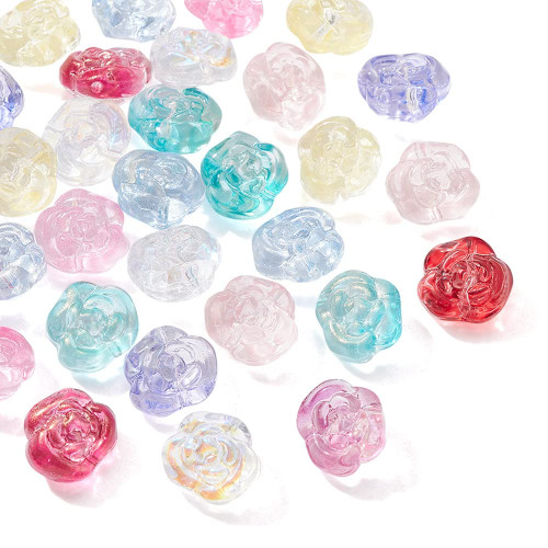 100 Pcs 10 Colors Handmade Lampwork Glass Crystal Loose Rose Beads Flower Shape Bead Spacer Bulk for Jewelry Making Accessories 100 Pcs 10 Colors Handmade Lampwork Glass Crystal Loose Rose Beads Flower Shape Bead Spacer Bulk for Jewelry Making Accessories