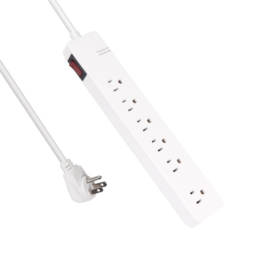 Surge Protector Power Strip, 1200 Joules, Flat Plug Extension Cord with 6 Widely Spaced AC Outlets, 4-Foot Wall Mountable Overload Surge Protection, 15A 1875W, ETL Listed - White Surge Protector Power Strip, 1200 Joules, Flat Plug Extension Cord with 6 Widely Spaced AC Outlets, 4-Foot Wall Mountable Overload Surge Protection, 15A 1875W, ETL Listed - White