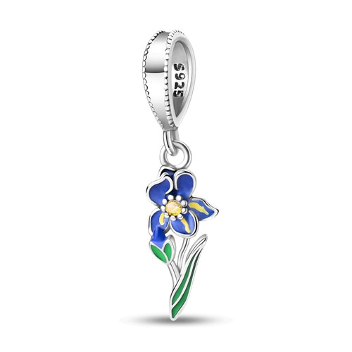 925 Sterling Silver Charms for Bracelets and Charm Necklaces, Bracelet Pendants Beads Jewellery Gift for Girls Women (Butterfly Orchid Charm)