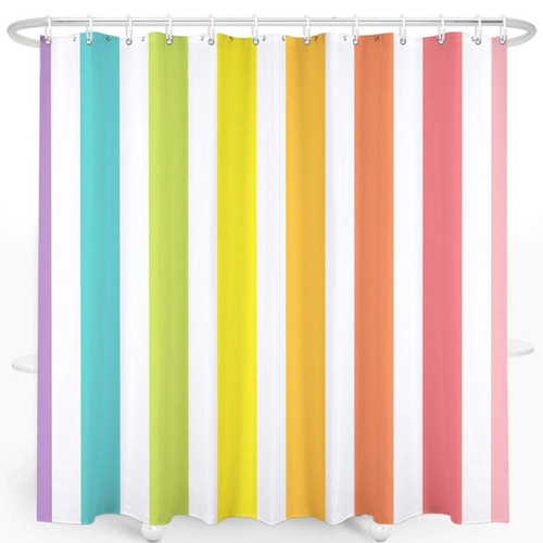 Rainbow Shower Curtain, Washable Kids Shower Curtain, Cute Shower Curtain Waterproof Polyester Fabric Shower Curtain Set with 12 Hooks Bathroom Decor, 72x72 Inches (03