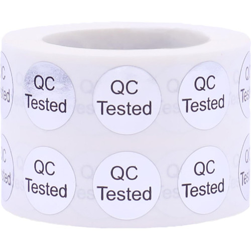 Quality Control QC Tested Stickers Metallic Silver, 1/2 Inch Round, 1000 Labels on a Roll
