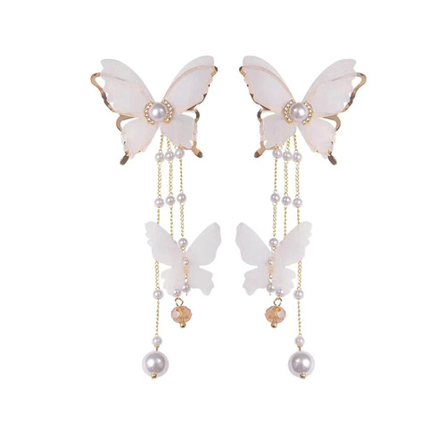 Purple Butterfly Tassel Style Zircon Earrings for Women Crystal Rhinestone Drop Earrings Long Butterfly Dangle Earrings Wedding Jewelry Gifts for Women (Style-A)