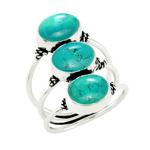 8.65Cts Natural Turquoise Ring Size 10 For Women, Green Stone December Birthstone Ring Jewelry Gift For Women Mom Wife Girlfriend Sister