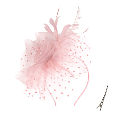 Fascinators for Women Tea Party Headband Kentucky Derby Hats Cocktail Flower Mesh Feathers Headwear Hair Clip for Wedding Blush Pink Fascinators for Women Tea Party Headband Kentucky Derby Hats Cocktail Flower Mesh Feathers Headwear Hair Clip for Wedding Blush Pink