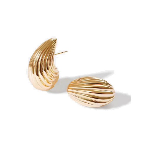 Shell Teardrop Chunky Gold Hoop Earrings for Women, Lightweight Waterdrop Hollow Open Hoops Hypoallergenic 14K Gold Plated Earrings Fashion Jewelry for Women Girls