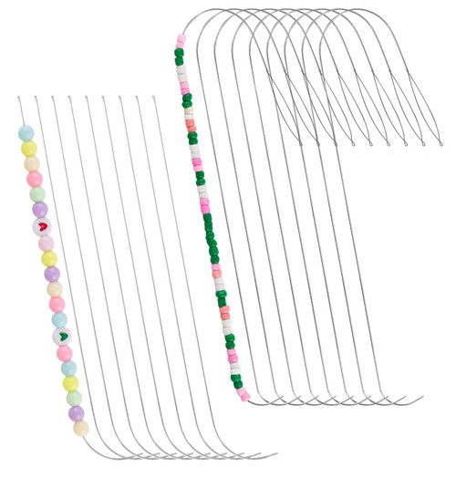 Clay Bead Spinner Needles, Big Eye Bending Beaded Needles Suitable for Clay Beads Seed Beads, Beads Rotating Needles Bracelet Necklace Jewelry Making (18 pcs Needle)