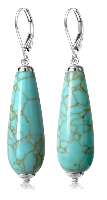 Natural Waterdrop Blue Turquoise Stone Dangle Earrings,Genuine Real Gemstone Crystal Quartz Drop Western Earrings Jewelry for Women,Sterling Silver Hooks,Platinum Plated (A1_Turquoise Stone) Natural Waterdrop Blue Turquoise Stone Dangle Earrings,Genuine Real Gemstone Crystal Quartz Drop Western Earrings Jewelry for Women,Sterling Silver Hooks,Platinum Plated (A1_Turquoise Stone)
