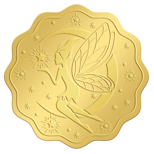 2" Gold Foil Sticker Fairy 100pcs Certificate Seals Gold Embossed Round Embossed Foil Seal Stickers for Envelopes Invitation Card Diplomas Awards Graduation Celebration