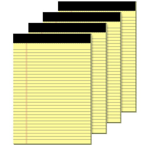 Legal Pads 8.5 x 11, 4 Pack of Yellow Note Pads 8.5 x 11.75 Notepad Wide Ruled Yellow Legal Pads 30 Sheets Writing Pads 21lb Yellow Paper Pads Micro Perforated Legal Pad for Office, School, Home