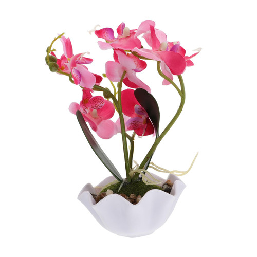 1pc Bonsai Artificial Plant Ornament Home Decoration Green Plant Pot Artificial Potted Artificial Orchid Plants Potted Artificial Plants Greenery Cloth Decorate Mini Pink