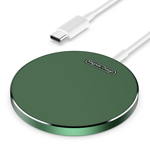 Fast Magnetic Charger iPhone,iPhone Wireless Charger Fast Charging Pad for iPhone 15/15 pro/14/14 plus/14 pro max/ 13/13 pro/12 pro max,Mag-Safe Charger for AirPods 3/2/Pro,Green(No AC Adapter)