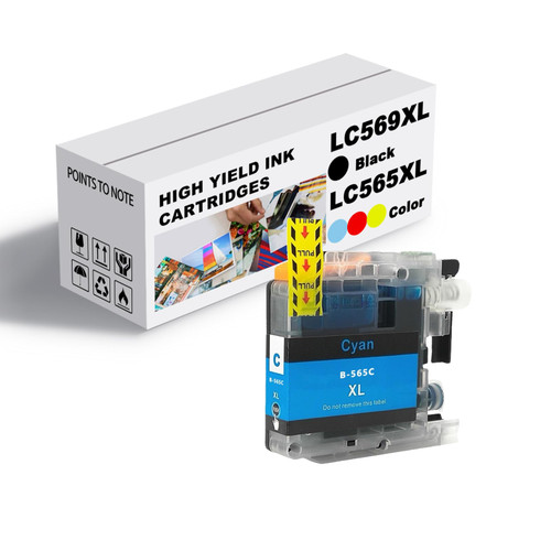 Ink Cartridge Compatible for Brother LC569XL LC565XL Ink Cartridge,High Yield LCLC569XL LC565XL Ink Cartridge,Work for Brother J2310 J2510 J3520 J3720 Printer Cyan