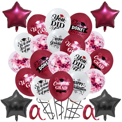 Graduation Balloons 2024, 60 Pcs Graduation Party Balloon Set Include Maroon Graduation Confetti Balloons, Graduation Latex Balloons and Star Balloons for Graduation Party Supplies Graduation Balloons 2024, 60 Pcs Graduation Party Balloon Set Include Maroon Graduation Confetti Balloons, Graduation Latex Balloons and Star Balloons for Graduation Party Supplies