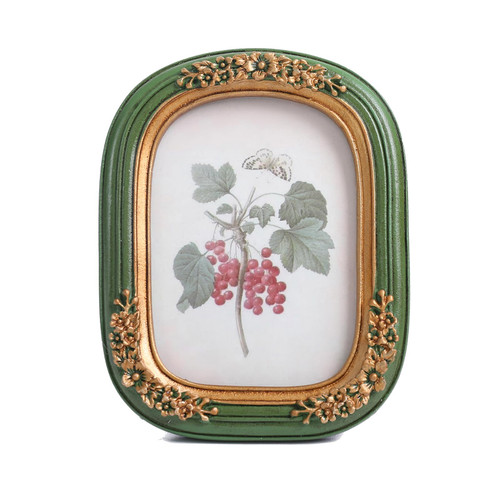2.5x3.5 Vintage picture frames Small Picture Frame Wallet Size Picture frames 2.5 x 3.5 Ornate Picture Frames Mini Photo Frame Green and Gold