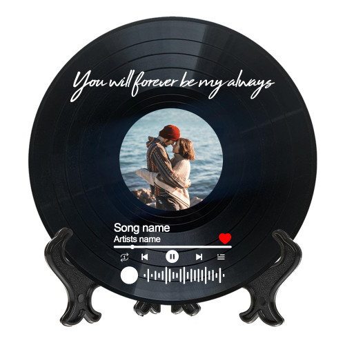 Personalized Vinyl Record Plaque Custom Photo & Song, Couples Gifts for Anniversary Wedding Birthday Valentines Day Christmas, Customized Acrylic Picture Frame Music Art Decor, Gifts for Boyfriend Girlfriend Her Him