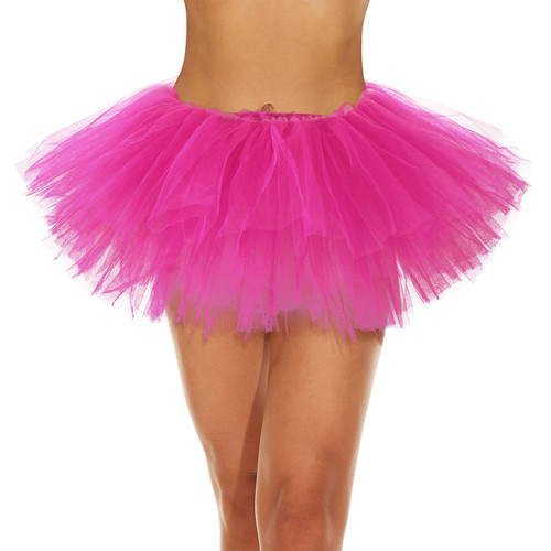 Tutu Skirt Women Elastic 5 Layered Tulle Skirt 80S Halloween Costumes for Women Colorful Running Skirt Ballet Dance Adult Tutu Skirts Hot Pink