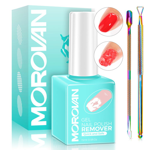 Gel Nail Polish Remover: Professional Gel Polish Remover for Nails with Cuticle Pusher Scraper Quickly & Easily & Effectively Remove Gel Nail Polish in 3-5 Minutes No Need Soaking or Wrapping