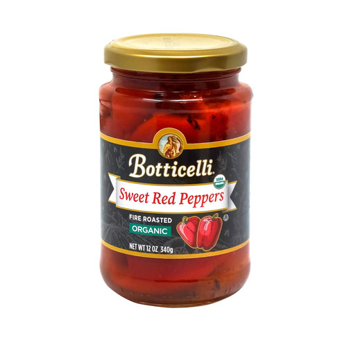 Organic Fire Roasted Red Peppers (Pack of 1) - Ready-to-Use Sweet & Tender Red Roasted Peppers in a Jar for Sandwiches, Salad, Pizza & Any Recipes - 12oz