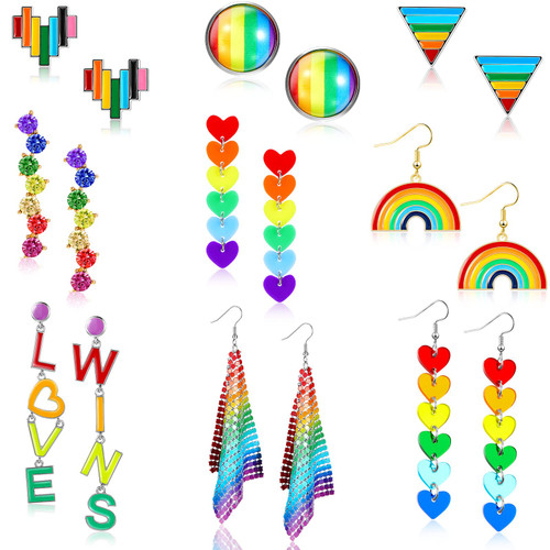 9 Pairs Rainbow Earrings Pride Earrings Rainbow Mesh Drop Clip on Earrings Lightweight Chain Rainbow Earrings Love Wins Dangle Post Earrings Round Heart Rainbow Drop Earrings for Women Girls Men 9 Pairs Rainbow Earrings Pride Earrings Rainbow Mesh Drop Clip on Earrings Lightweight Chain Rainbow Earrings Love Wins Dangle Post Earrings Round Heart Rainbow Drop Earrings for Women Girls Men