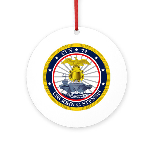 USS John C. Stennis CVN 74 Round 4" MDF Holiday Ornament