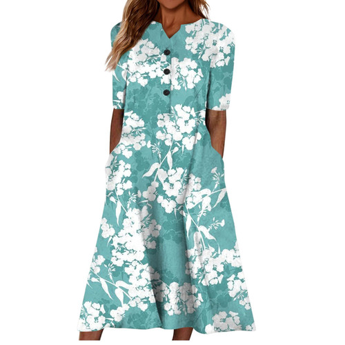 Beach Dresses for Women 2024 Vacation Casual Summer Dresses for Women 2024 Floral Boho Vacation Dress V-Neck Buttons Flowy Loose Midi Dress with Pockets Large Greens Beach Dresses for Women 2024 Vacation Casual Summer Dresses for Women 2024 Floral Boho Vacation Dress V-Neck Buttons Flowy Loose Midi Dress with Pockets Large Greens