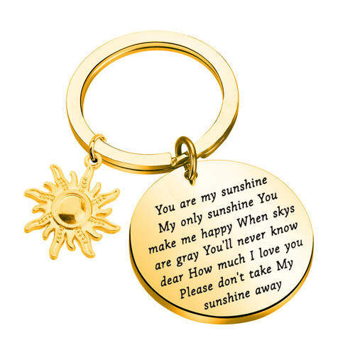 Sunshine My Only Sunshine Keychain Inspirational Jewelry Sunshine Saying Gift For Couple Friend Family (only sunshine keychainG)