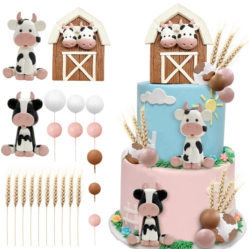 22 PCS Cow Cake Topper Farm Cow Cake Decorations for Baby Shower Cow Themed Girls Boys Birthday Party Decorations Supplies (Farm Cow) 22 PCS Cow Cake Topper Farm Cow Cake Decorations for Baby Shower Cow Themed Girls Boys Birthday Party Decorations Supplies (Farm Cow)