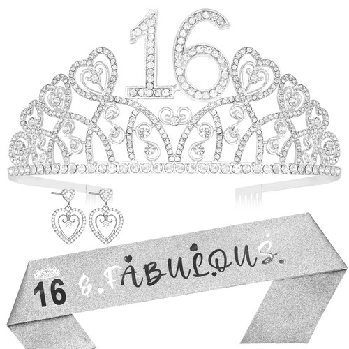 Sweet 16th Birthday Gifts for Girls,16th Birthday Tiara and Sash,Birthday Gift for 16 Year Old Girls,16 and Fabulous Sash,16th Birthday Crown,16th Birthday Party Favors,16th Birthday Decorations Sweet 16th Birthday Gifts for Girls,16th Birthday Tiara and Sash,Birthday Gift for 16 Year Old Girls,16 and Fabulous Sash,16th Birthday Crown,16th Birthday Party Favors,16th Birthday Decorations