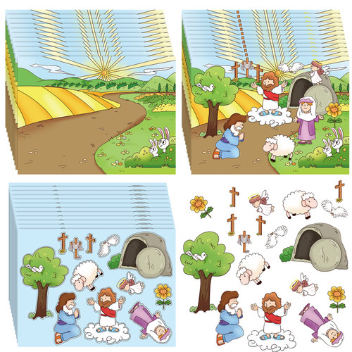 12 Sets Easter He Lives Sticker Scenes Include 12 Sheets Resurrection Stickers and 12 Paper Backgrounds for Kids DIY Indoor Bible Games Activities Spring School Classroom Vacation Supply 12 Sets Easter He Lives Sticker Scenes Include 12 Sheets Resurrection Stickers and 12 Paper Backgrounds for Kids DIY Indoor Bible Games Activities Spring School Classroom Vacation Supply