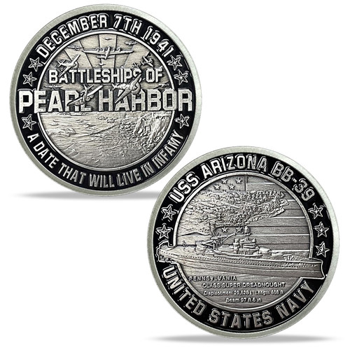 USS Arizona Remember Pearl Harbor Challenge Coin Memorial Coin