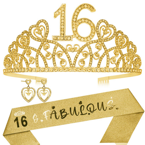 16th Birthday Tiara and Sash for Girl,Sweet 16th Birthday Gifts,16th Birthday Crown for Girl,16 and Fabulous Sash,16th Birthday Decorations for Girl,16th Bday Gift for Her,16th Birthday Party Favor 16th Birthday Tiara and Sash for Girl,Sweet 16th Birthday Gifts,16th Birthday Crown for Girl,16 and Fabulous Sash,16th Birthday Decorations for Girl,16th Bday Gift for Her,16th Birthday Party Favor