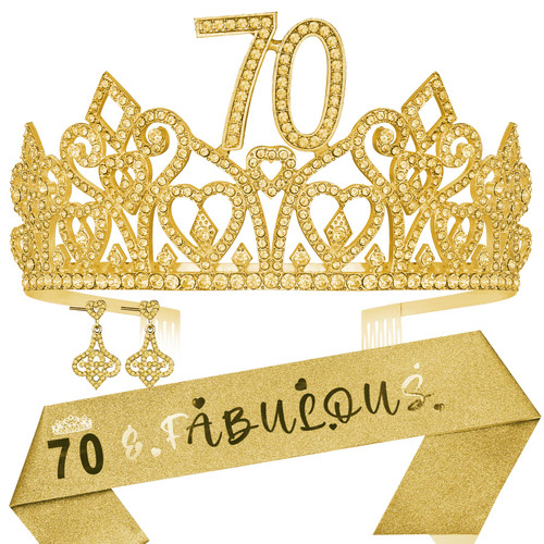 70th Birthday,70th Birthday Tiara and Sash,70th Birthday Crown,70 & Fabulous Sash,70th Birthday Decoration,Birthday Gift for 70 Year Old Woman,70th Birthday Supplies,70th Birthday Party Favors