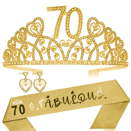 70th Birthday Gifts for Her,70th Birthday Tiara and Sash,70th Birthday Crown,70 and Fabulous Sash,70 Year Old Woman Birthday Gift,70th Birthday Decoration for Women,70th Birthday Favor,70th Bday Tiara