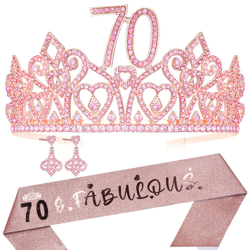 70th Birthday Gifts,70th Birthday Crown and Sash,70th Birthday Tiara,70 and Fabulous Sash,70th Birthday Decoration for Women,Gift for 70 Year Old Woman,70th Birthday Party Favor,70th Bday Sash