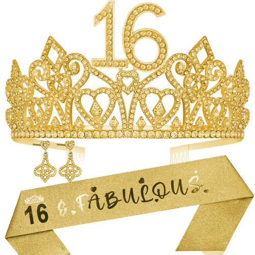 Sweet 16th Birthday Gift for Girls,16th Birthday Tiara & Sash,Birthday Gift for 16 Year Old Girl,16 and Fabulous Sash,16th Birthday Decoration for Girl,16th Birthday Crown,16th Birthday Party Favor Sweet 16th Birthday Gift for Girls,16th Birthday Tiara & Sash,Birthday Gift for 16 Year Old Girl,16 and Fabulous Sash,16th Birthday Decoration for Girl,16th Birthday Crown,16th Birthday Party Favor