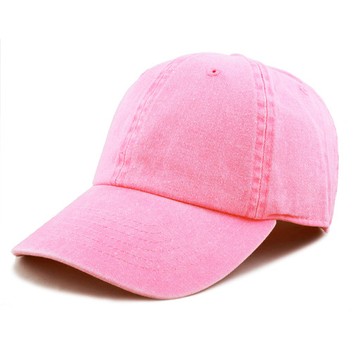 100% Cotton Pigment Dyed Low Profile Dad Hat Six Panel Cap (1. Pink)